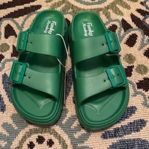 Vibrant Green Slide Sandals